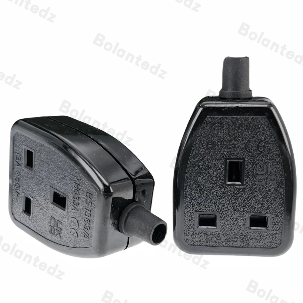 Plug Adapter Electrical Socket Power Cable Power Cord Power Socket Power Plug Connector 13A 250V UK British Standard Female Socket Power Adaptor Detachable Power Cord Cable Connector Socket White/Black
