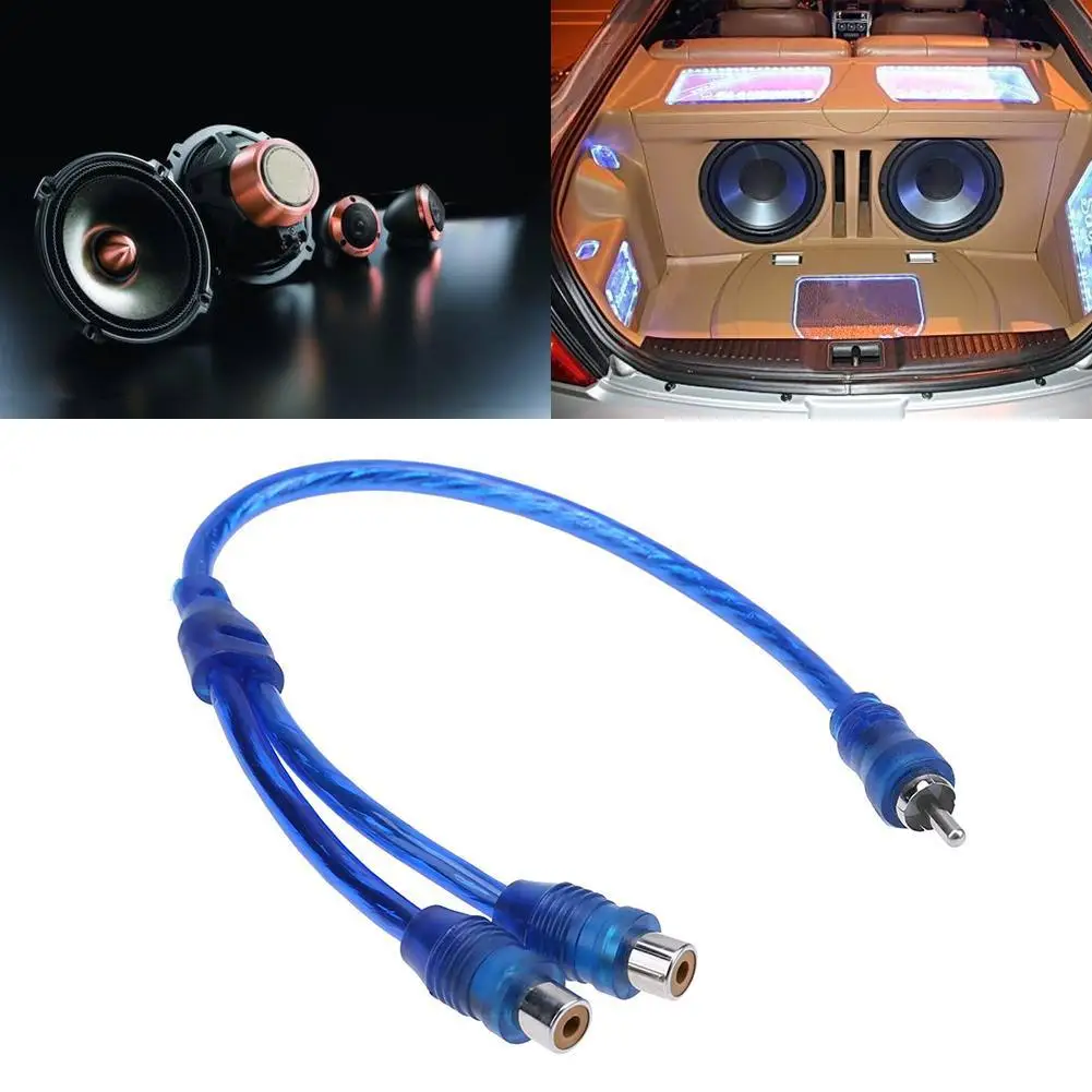 Car Audio Cable 2 RCA Female to 1 RCA Male for Subwoofer Portable Speaker MP3 Player Car Modified Audio Cable Auto Accessories