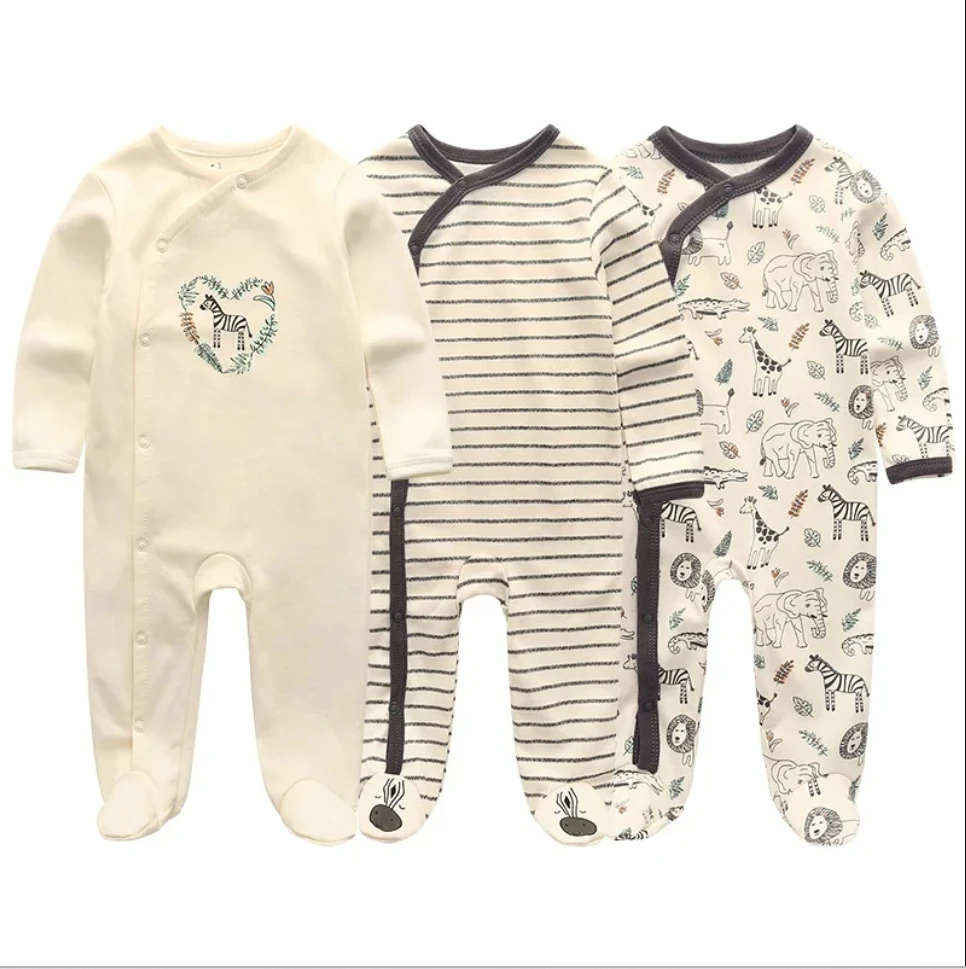 Unisex Baby Organic Cotton Snap Footed Sleep and Play Pajamas Long Sleeve Bodysuit for Newborn Boy and Girl Clothes Bebe