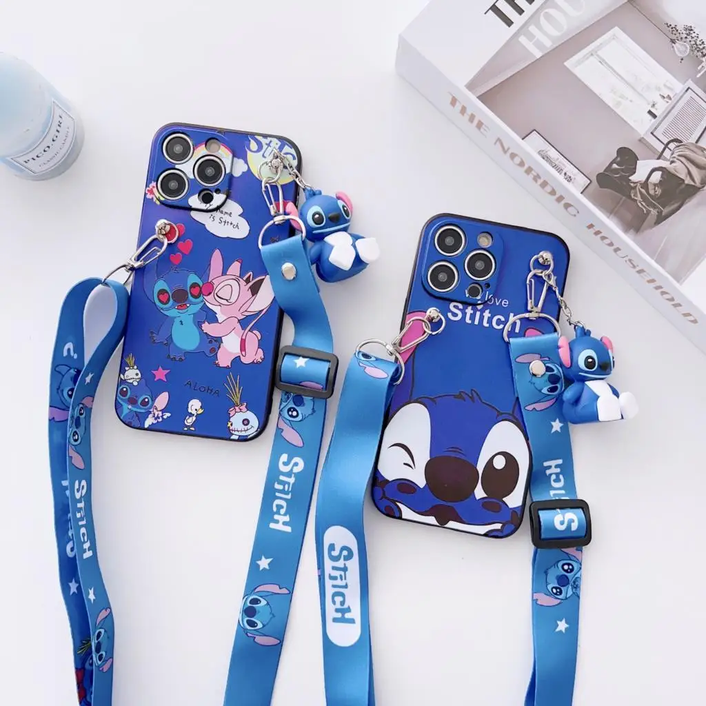 

For Xiaomi Redmi 8 9 9A 9T 9C 10 10A 11A 10C 12C A1 Note 7 8 9 9s 10 11 12 Pro Stitch Phone Case With Holder Strap Rope