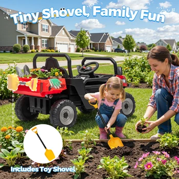 12 Volt Ride on Toys, Electric Truck for Toddler, Holiday Gift with Dump Bed, Remote Control, Music,Shovel 2