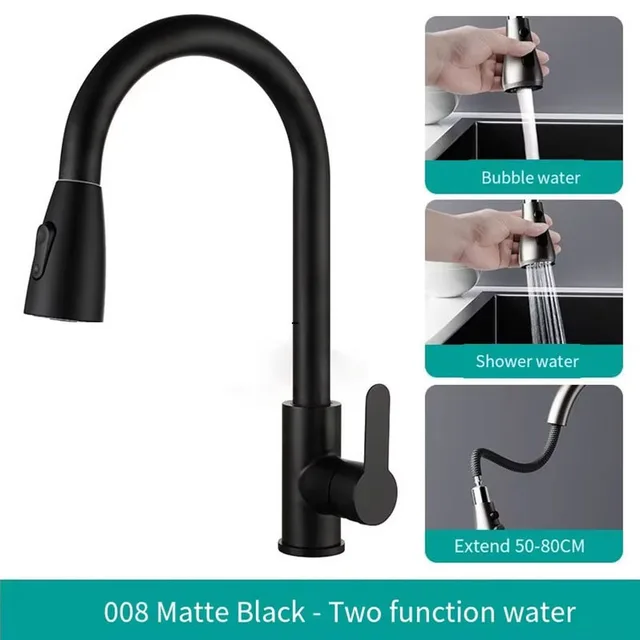 NUOVO 304 estraibile in acciaio inossidabile rimbalzo automatico doppia modalità uscita acqua lavabo cucina rubinetto per lavaggio a mano rubinetti caldi freddi 6