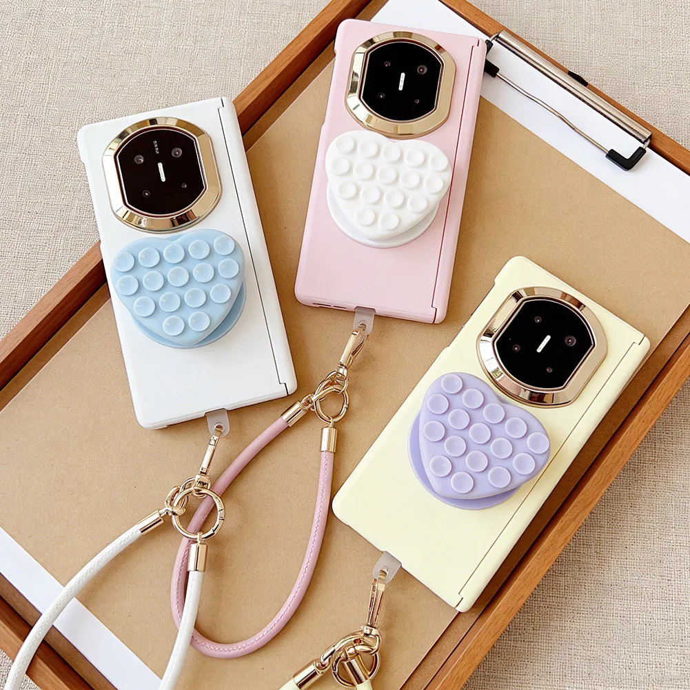 Cute Heart Suction Cup Phone Case For Huawei Foldable With Stand_voghion.com
