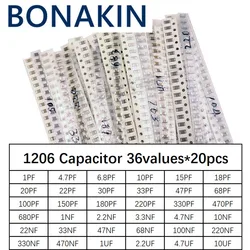1206 SMD Capacitor assorted kit,36values*20pcs=720pcs 1pF~10uF Samples Kit electronic diy kit