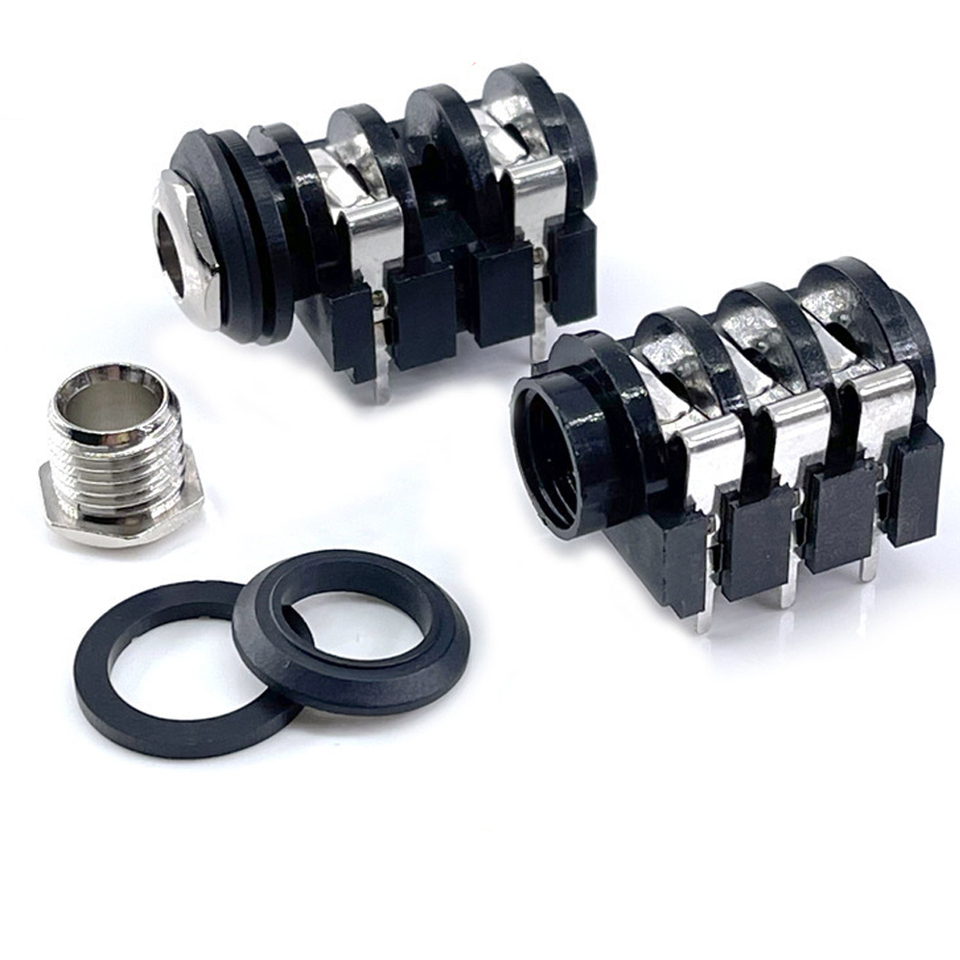 10pcs 6.35mm Audio Jack PJ-609B Power Amplifier Socket 4pin/6pin Audio Microphone Audio Base Copper Nut Dual Channel Interface