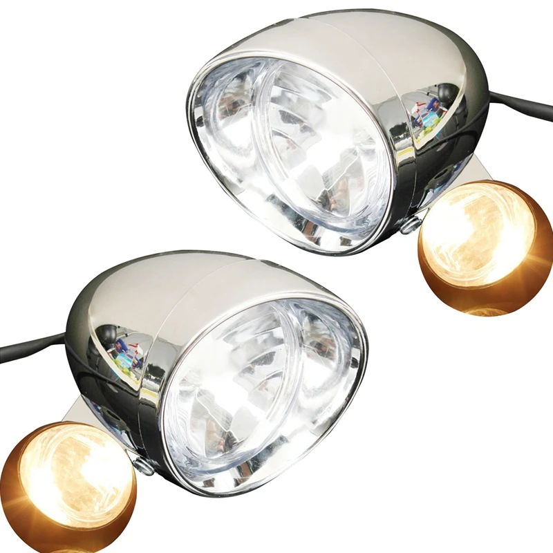 

2Pcs 4 Inch Motorcycle Bike Chrome Bullet Headlight Spot Fog Lamp Bulb