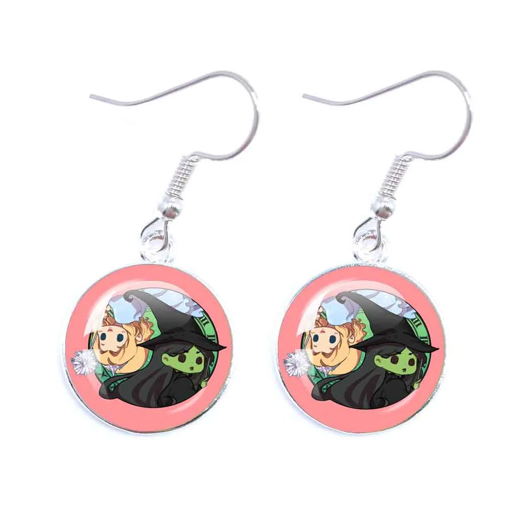 Magic Wicked Witch Classic Musical Movie Glass Glass Cabochon Earrings Drop Earring For Women Girls Cosplay Jewelry Accessories 4