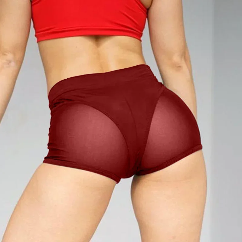 Sexy Mesh Sheer Patchwork Short Panty Midi Thigh Women Boyshort Hot Underwear Leggings High Waist Boxer Brief For Lady Plus Size