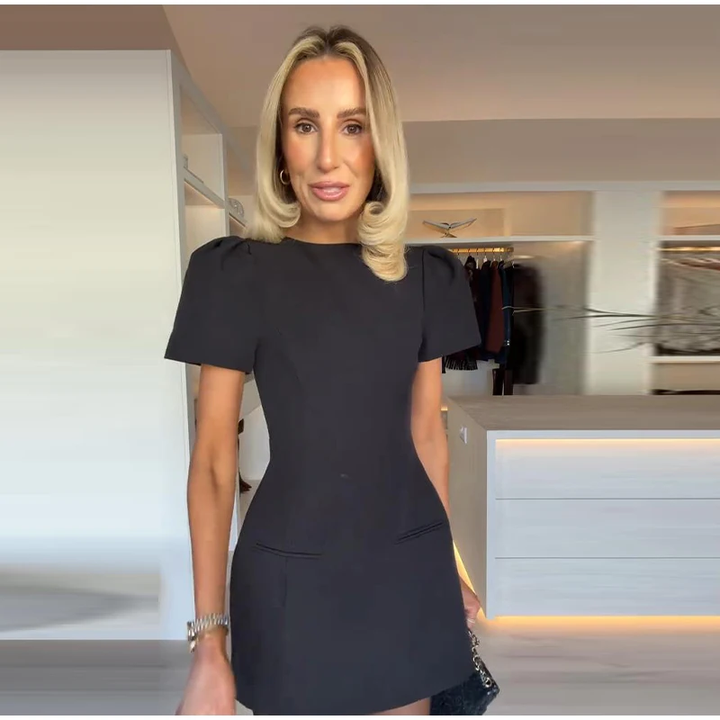 Elegantes Quadrat Kragen Kurzes Kleid Frauen Tweed Langarm Taille-geschlossenen A-linie Kleider Weibliche 2025, Herbst Chic Damen Vestidos – Detail 19
