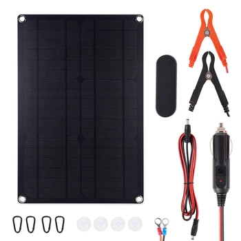 Car Solar Battery Charger Maintainer, 20W 12V Portable Solar Panel Trickle Charging Kit Intelligent Voltage Adjustment
