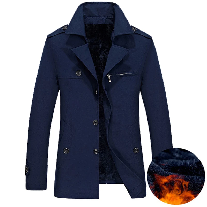 Autumn and Winter Trench Men's X-Long Jackets Casual Long Coat Men's Winter Plus Velvet Fashion Windbreaker 8XL