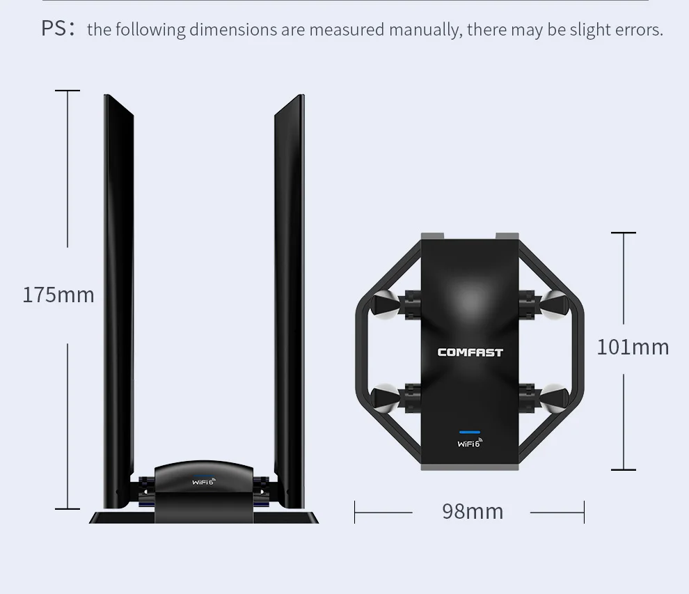 컴패스트 WiFi 6 USB 어댑터 2.4G & 5G AX1800 고속 무선 USB3.0 동글 네트워크 카드 WiFi6 어댑터 4 안테나 CF-966AX