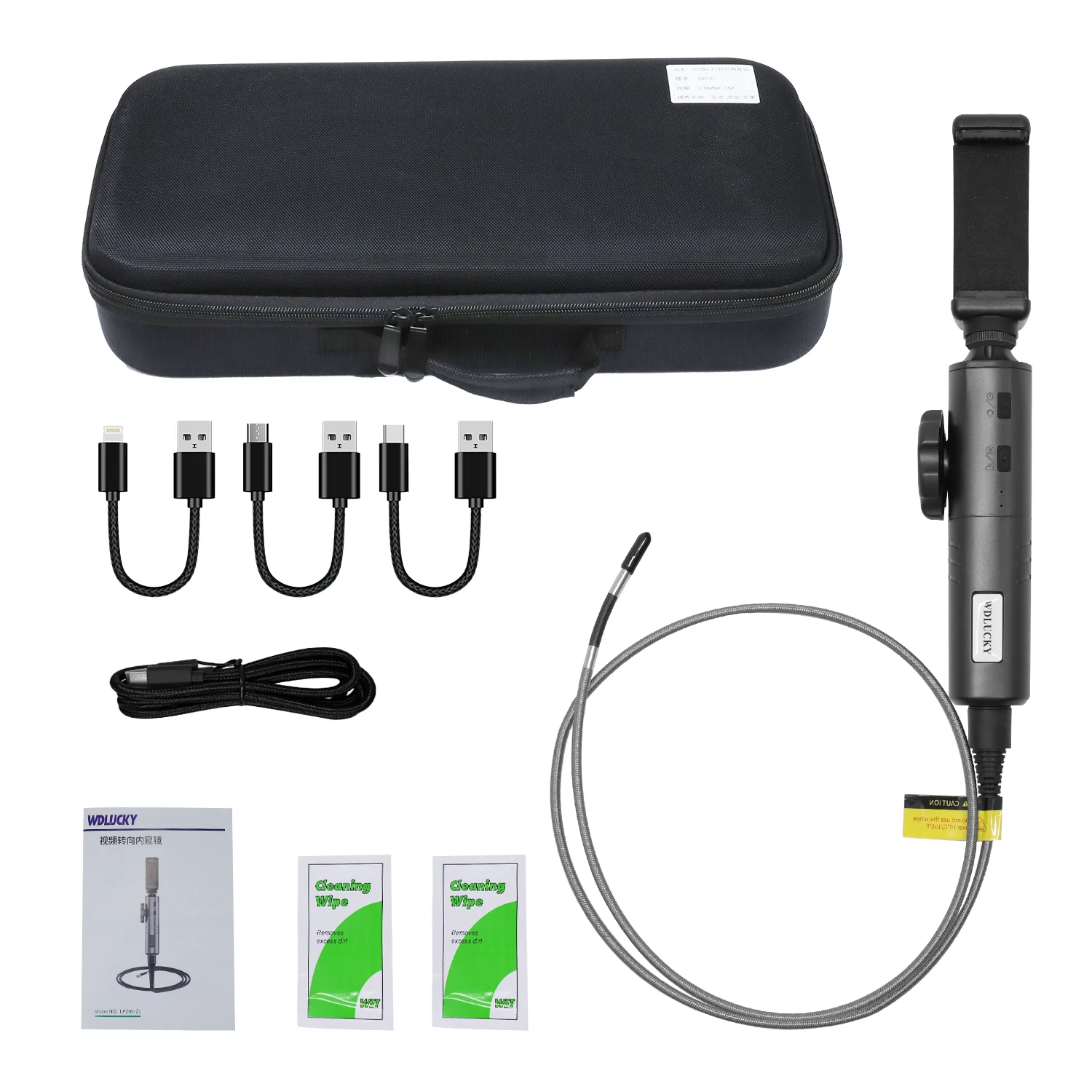 WDLUCKY 360° Two-Way Articulating Borescope Industrial Endoscope 3.9mm Car Sewer Inspection Camera with Light for  IOS Android 6
