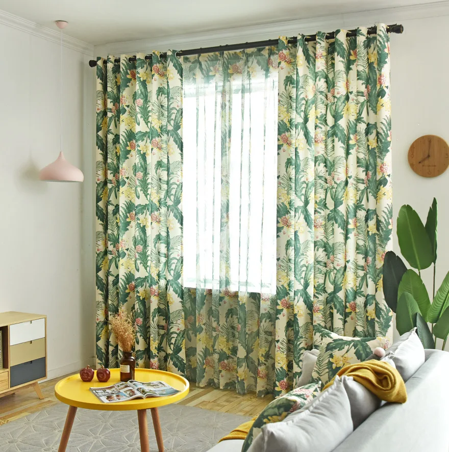 

American Blackout Curtains for Living Room Window Curtain Bedroom Pastoral Curtain