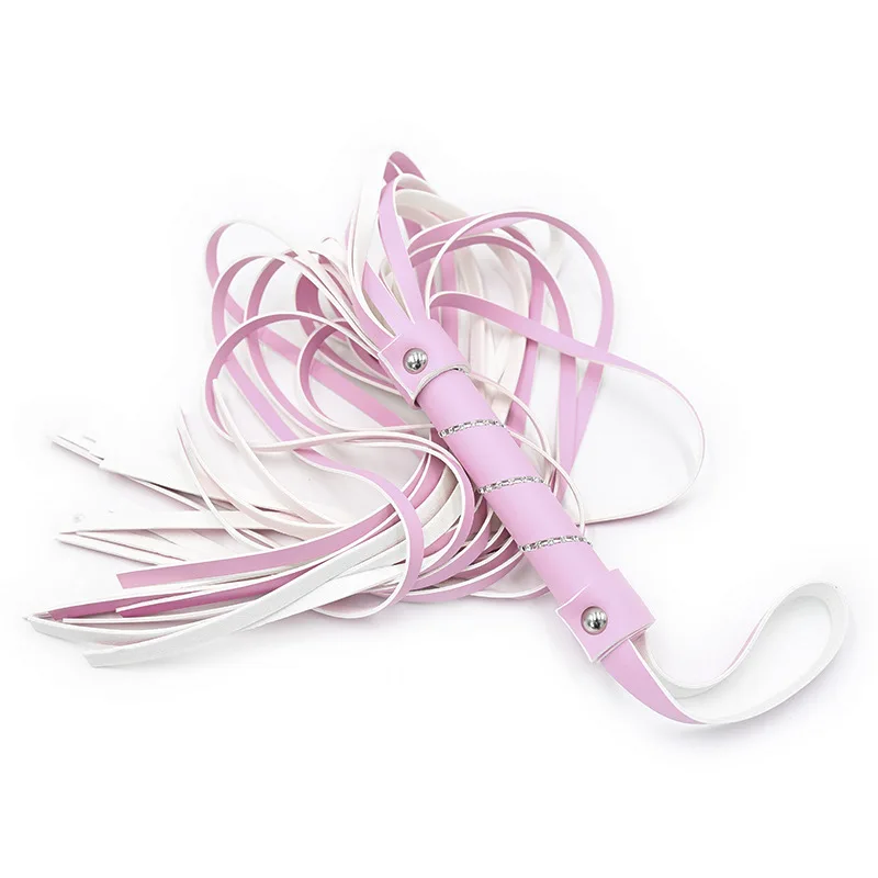 63CM PU Leather Training Horse Whips ,Rivet Reinforcement Handle Inlay Artificial Diamond,Submissive Riding Horse Whip 2