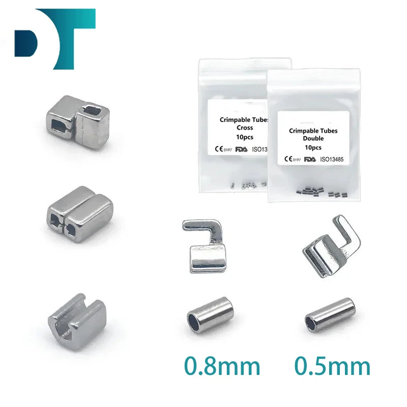 

10pcs Dental Orthodontic Crimpable Hooks Cross Tube Long/Short/Stop Type Fixed on ArchWires