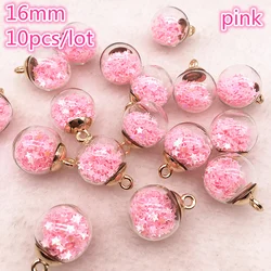 Set of 10 Vibrant Glass Star Charms - 16mm Transparent Spheres for Jewelry & Hair Accessories (04 pink)