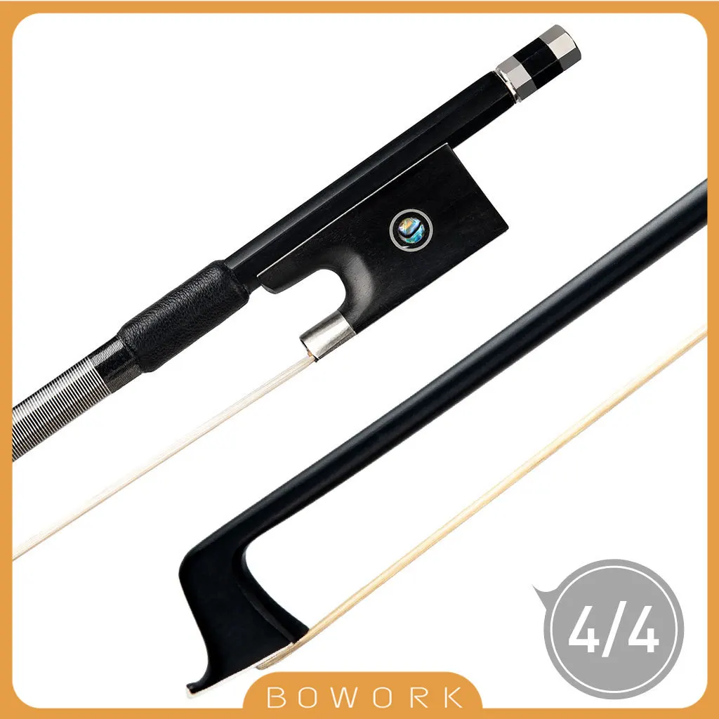 4/4 Size Carbon Fiber Fiddle Bow W/ Ebony Frog Paris Eye &White Horsehair Violin Parts Accessories &Bow Hair Straight Comb Tool 1 hank 32 inch 80cm white horse tail hair violin bow mongolian for 1 2 1 4 size parts accessories