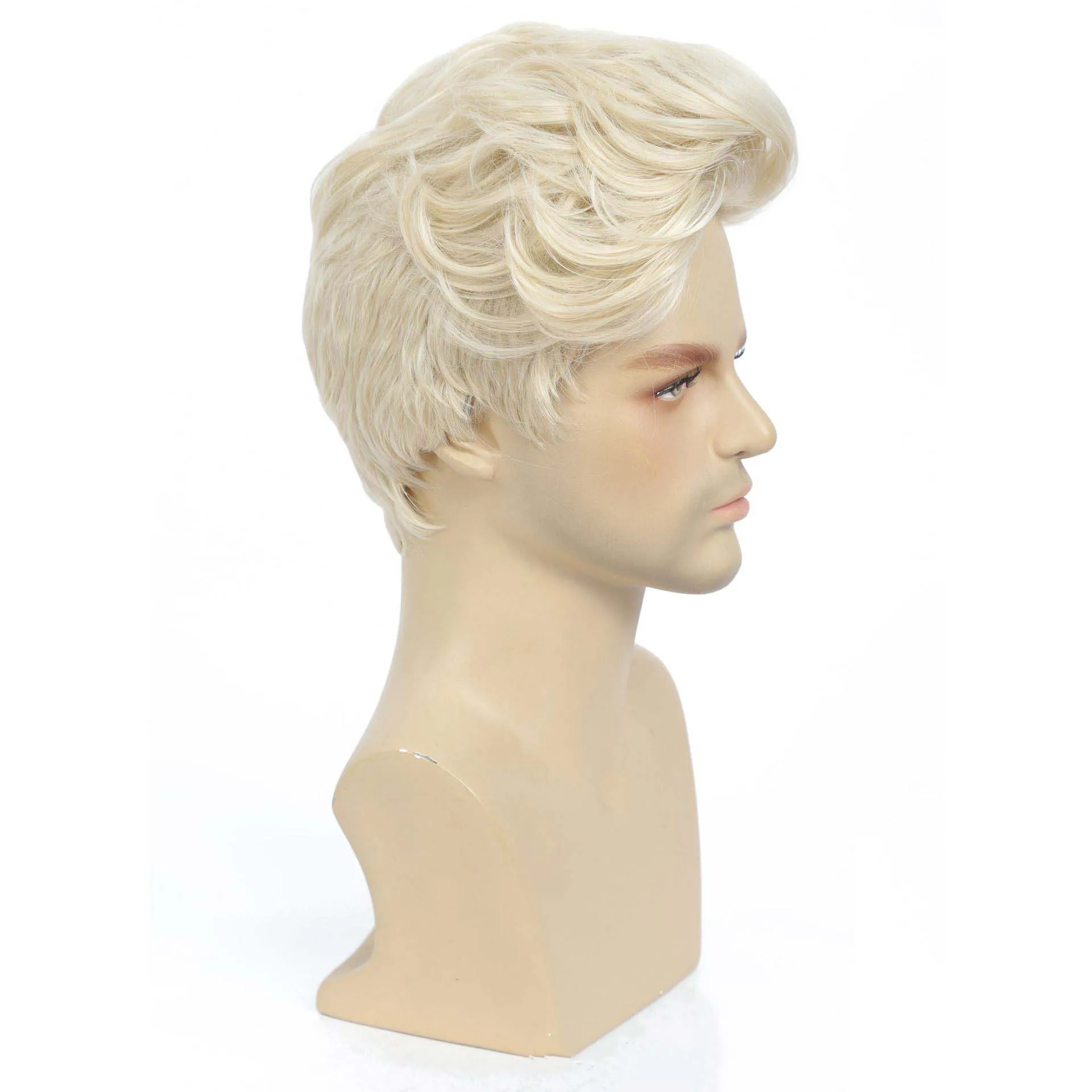 Parrucche sintetiche da uomo parrucca bionda corta Pixie Cut Layered Nature capelli finti traspiranti per maschio Daily Cosplay Party resistente al calore