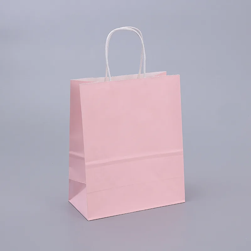 thumbnail image 1 of Bolsas de regalo de papel Kraft con asas, 10/20/30/50 unidades, para compras, manualidades, color marrón y blanco, para fiestas, suministros navideños, 1 of 5