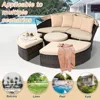 Patio Furniture Outdoor Round Daybed with Retractable Canopy Wicker Rattan Separated Seating Sectional Sofa for Patio Lawn 4