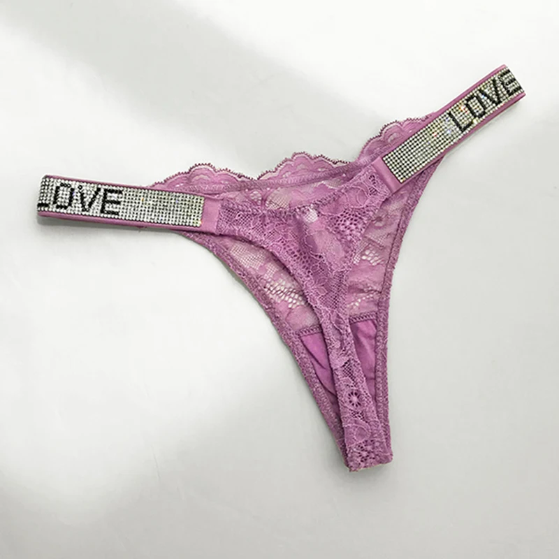 Pink Hearts Pink Lettery G-String Women Panties Thongs Seamless