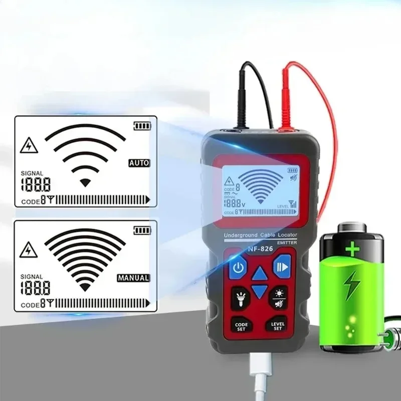 NOYAFA NF-826 Underground Cable Tester Wire Tracker High&Low Voltage Cable Locator Anti-Interference Underground Pipe Detector