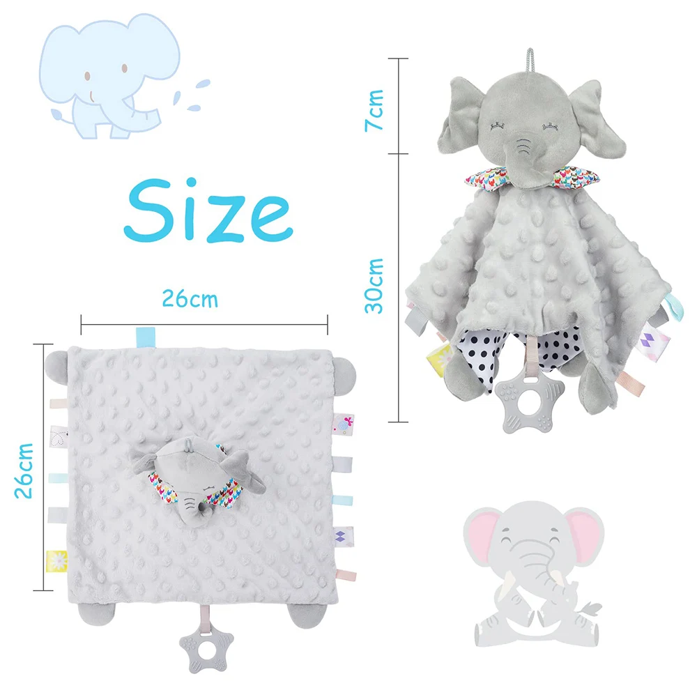 Baby Security Blanket Elephant with Tags Teether Rattles Mobile Soft Blanket Snuggle Toy Stuffed Animal for Babies Newborns Gift baby toys baby rattle toys plush rattle toy