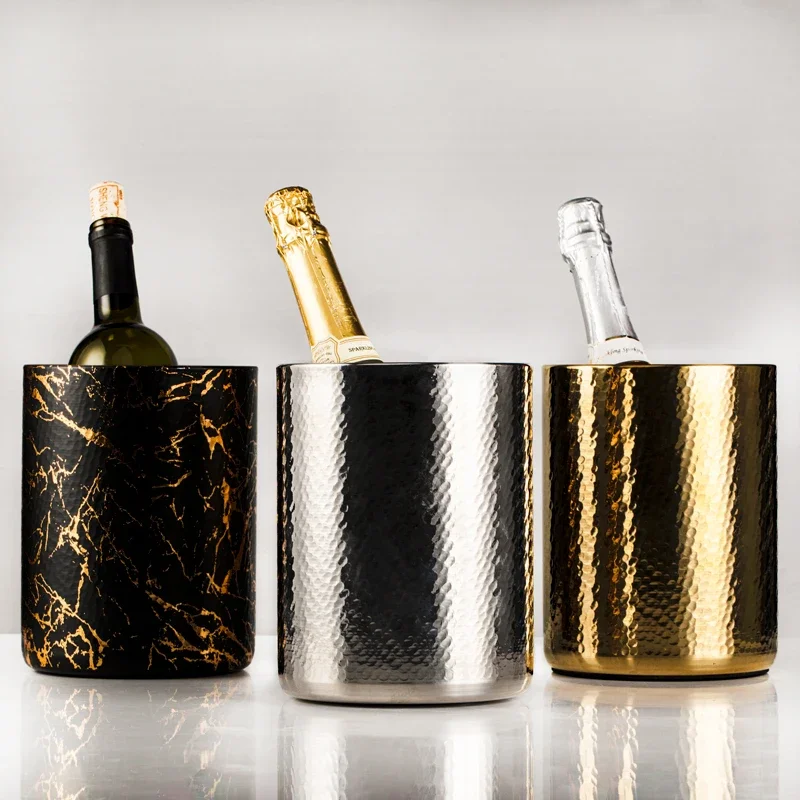 

New stainless steel champagne barrel home creative hammer scale ice wine barrel wine glass KTV wine maker ice cube barrel ice 9