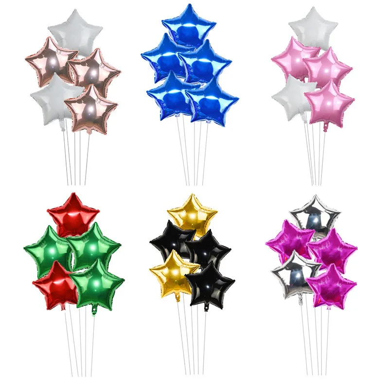 

5Pcs 18inch Colorful Foil Star Balloon Wedding Balloons Decoration Baby Shower Children's Kids Birthday Party Balloons Globos