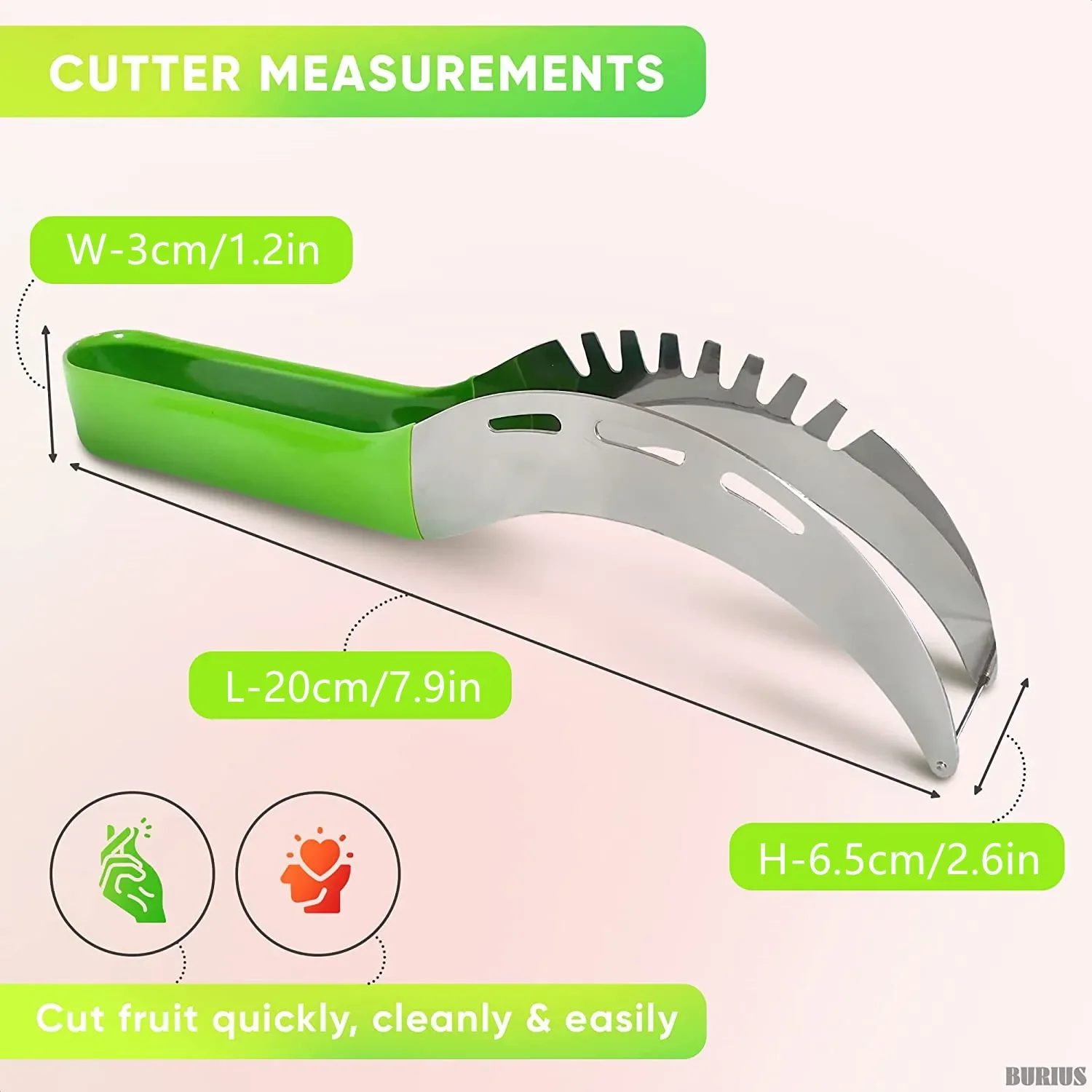 Watermelon Slicer Cutter Stainless Steel Non-slip Handle Kitchen Fruit Cutting Tool
