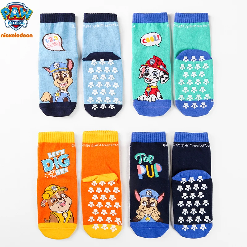 thumbnail image 1 of pares de calcetines de algodón genuinos de Paw Patrol para niños, antideslizantes, bonitos calcetines de dibujos animados para niños, Chase Marshall Rubble para niños, calcetines de interior para bebé, 1 of 5