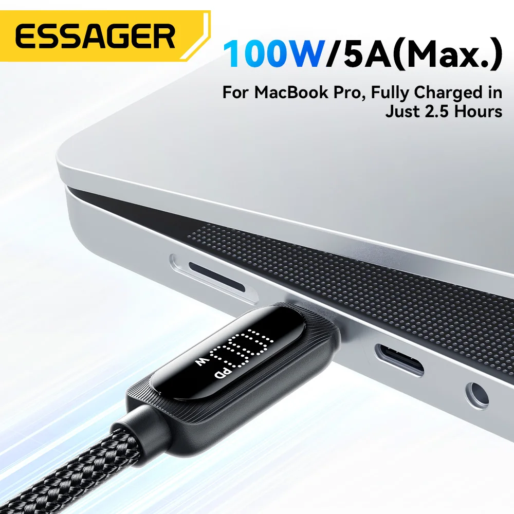 Essager 100W USB-C to USB-C Fast Charging Cable, 5A Power Delivery,