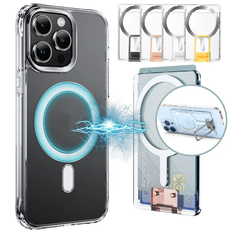 Custodia Magnetica Per Portafoglio Per Telefono Custodia Per Magsafe Wireless Charge Forte Magnete Trasparente Porta Carte Di Credito Per Pc Staffe Pi