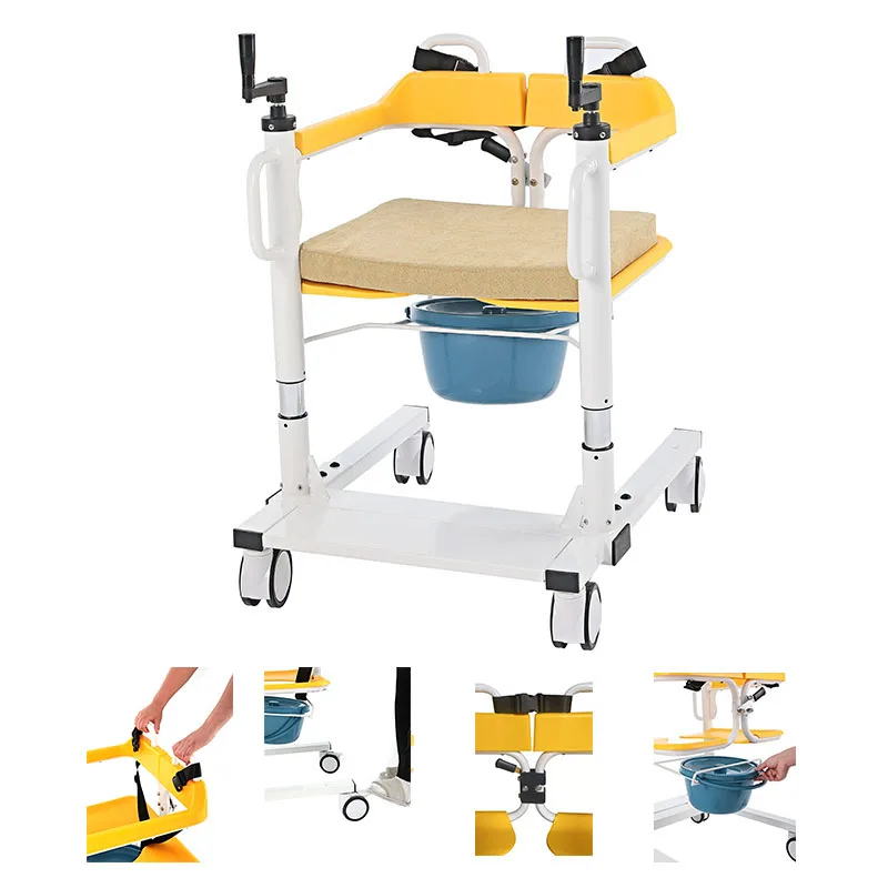 2022 Prodotti Infermieristici Sanitari Di Vendita Caldi Sedia Da Doccia Ip65 Sedia Da Trasferimento Manuale Con Sollevamento A Manovella Con Comò Per 