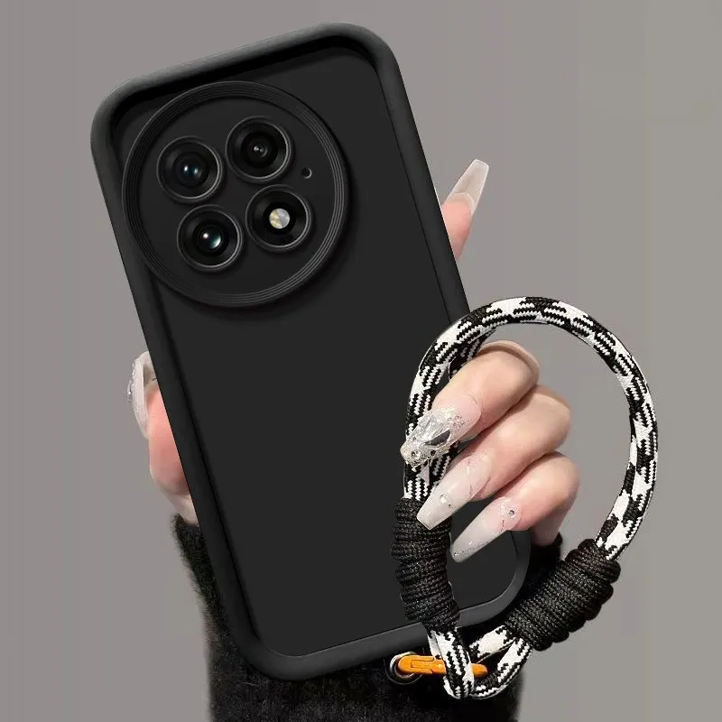 Silicone Case with Lanyard Wrist Strap - Solid Color Cover