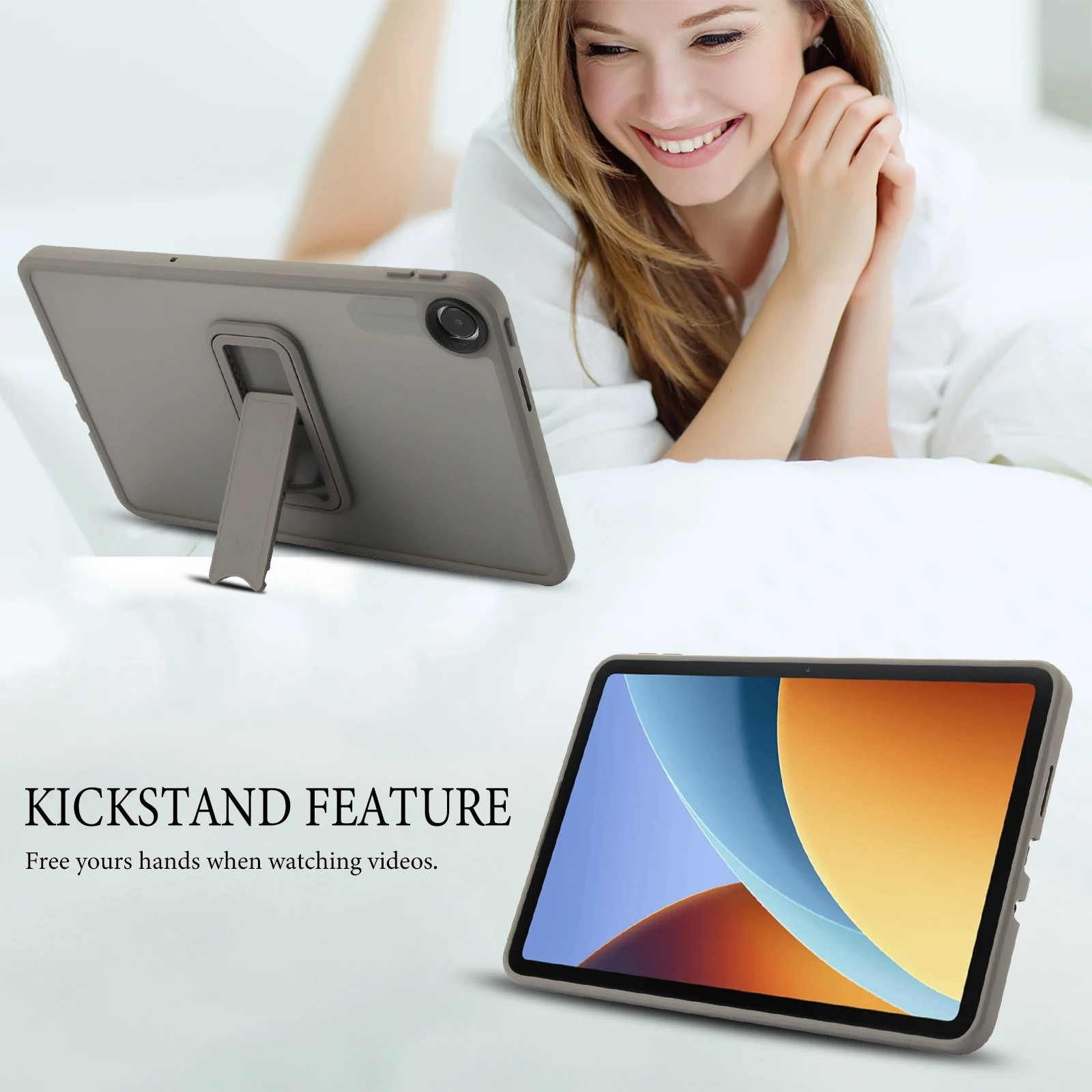 Enhanced Tablet Cover with Kickstand - TPU + PC Hybrid Skin-Touch Protective Shell