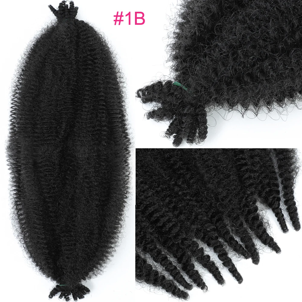 Springy Afro Twist Hair Marley Afro Kinky Twist Braiding Hair for Distressed Faux Locs Heat-Resistant Fibers pelo para trenzas 3