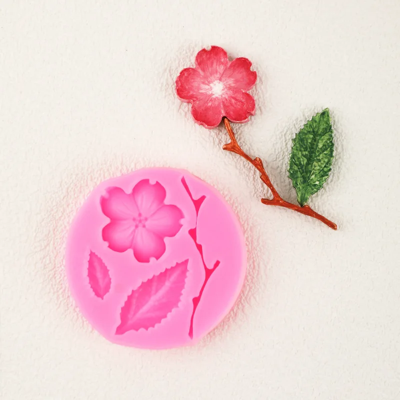 

Peach Blossom Branch Leaf Modeling Liquid Silicone Mold Cake Dessert Pastry Cookie Decoration Kitchen Baking Accessories Tools