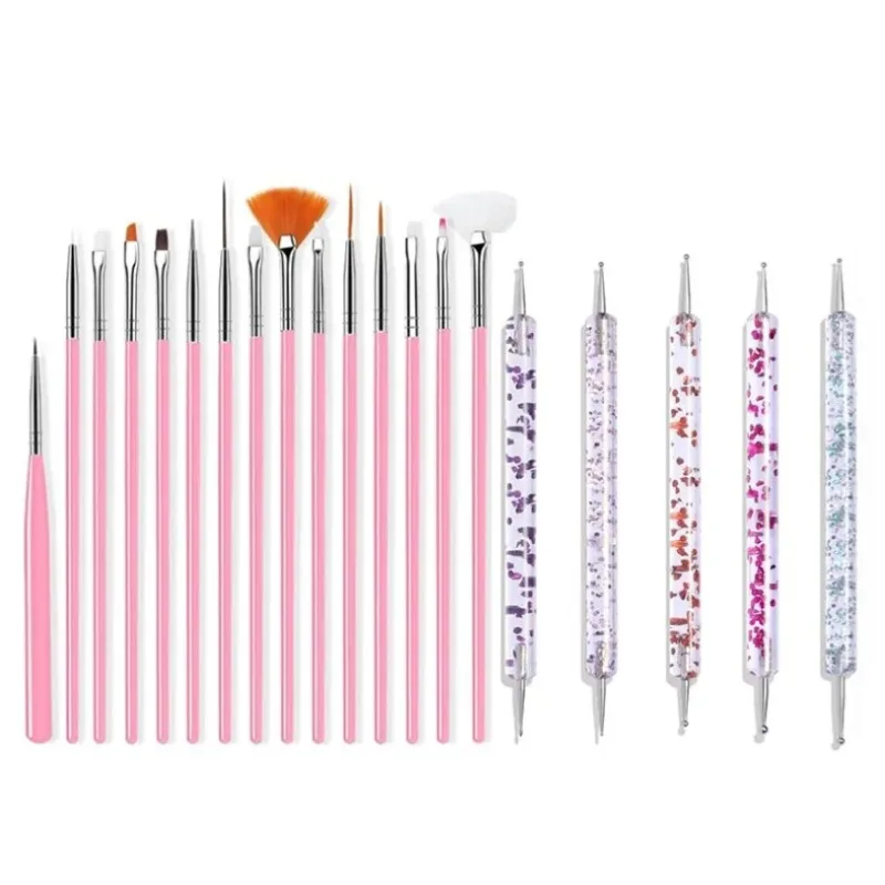 5/20Pcs Nail Art Brush Design Tip Painting Drawing Carving Dotting Pen Professional Nail Brushes Set Nail Art Manicure Tools New 2