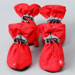 Waterproof Anti-Slip Pet Booties - Set of 4 Durable Rain Boots - 5 (Red)