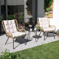 Outdoor Bistro Set, Small Patio Furniture Set with Coffee Table and Thick Cushions, Front Porch Furniture for Lawn, Garden 2