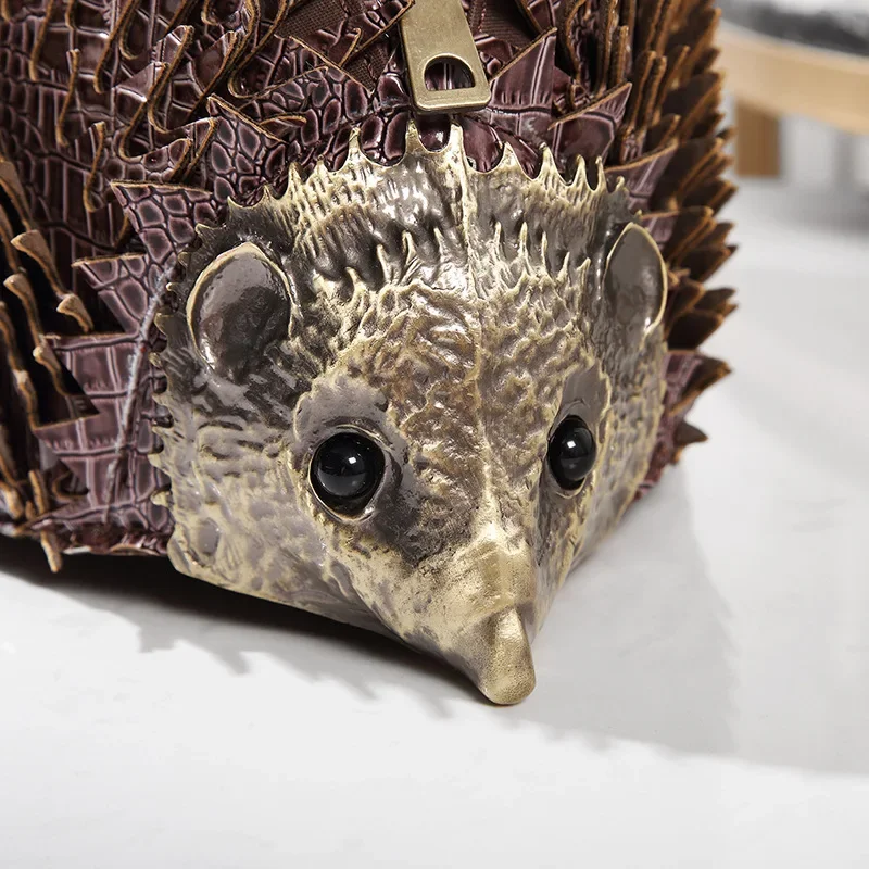 Hedgehog Shape Women Bags Leather Embroidery Handbag Girl Shoulder Bags Cross Messenger Bag Totes Handmade Art crossbody bag women handbags