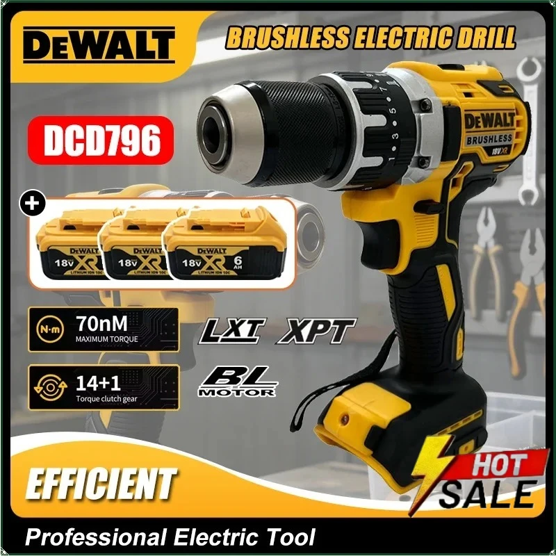 Dewalt DCD796 무선 임팩트 전기 드릴 브러시리스 다기능 스크루드라이버 Dewalt 배터리용 충전식 전동 공구