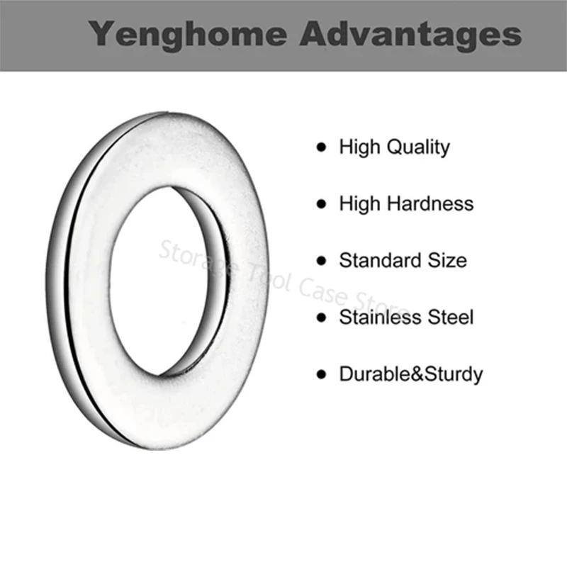 Description Picture 4 of item360pcs Flat Washer Set Stainless Steel M2 M2.5 M3 M4 M5 M6 M8 M10 Ring Gasket Set Plain Washers Metal Washer Assortment Kit