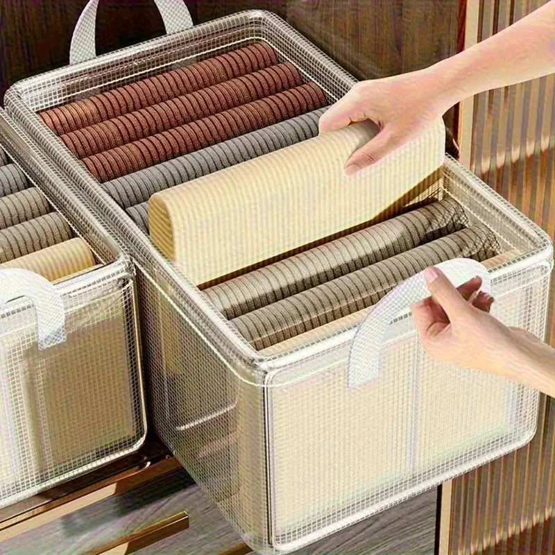 5-Pack Foldable Storage Boxes Waterproof PVC Clothes Organizer Stackable T-Shirt and Pant Storage Bags for Home Wardrobe Storage 5