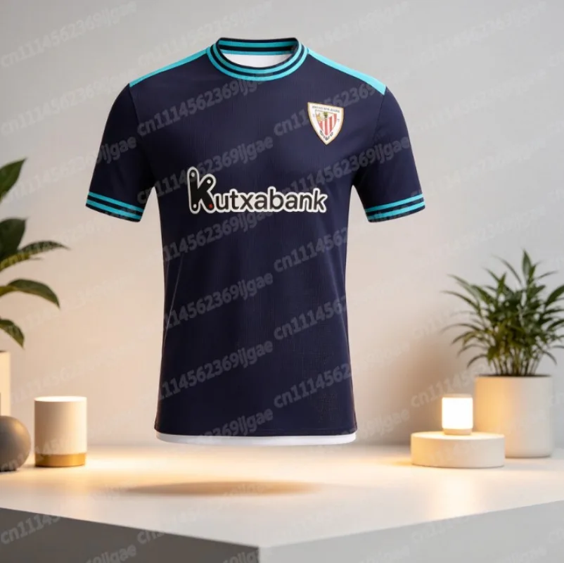Bilbao Spanien Fußballtrikots 25-26 Athletic Auswärts Freizeit Sommer Sport T-Shirts mit kurzen Ärmeln und 3D-Druck für Familien
