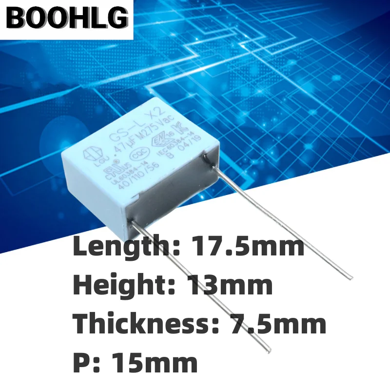 

20PCS LGU GS-L MKP 0.47uf 474 470nf 275v 305v Safety X2 Film Capacitor 15mm