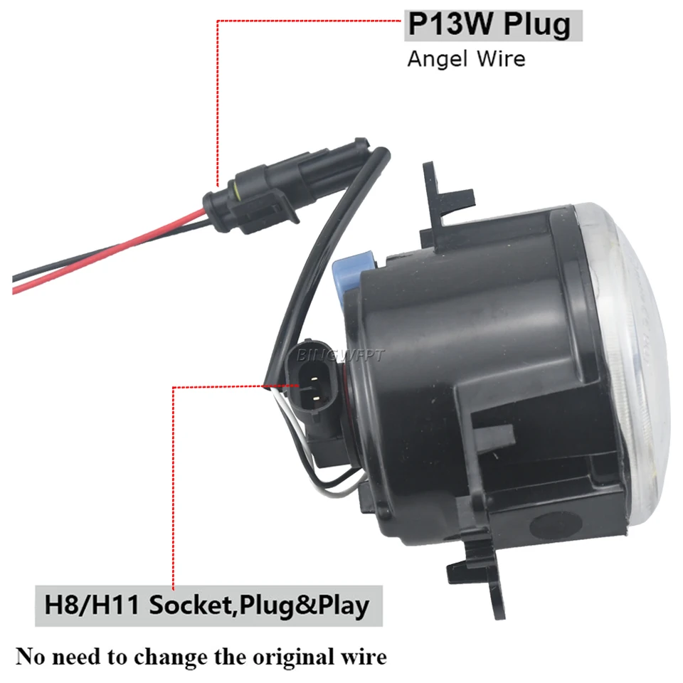 Feux Antibrouillard LED H11 Angel Eye Pour Iveco Daily VI (2014-2023) - 2 Pièces, Blanc/blanc, 90 Mm