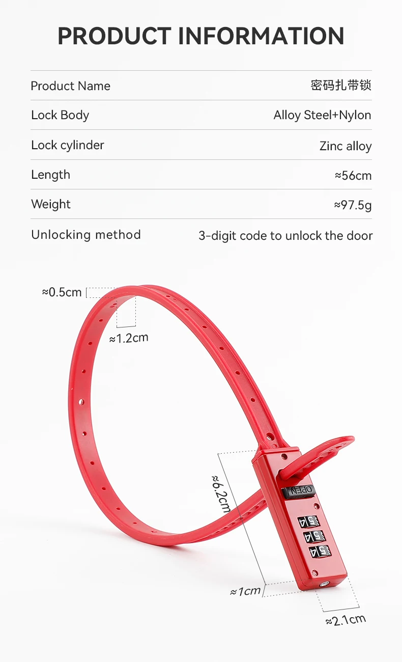 Description Picture 3 of item3-digit Password Helmet Lock Multipurpose Bicycle Electric Scooter Motorcycle Portable Anti-theft Racing Bike Accessories Tie